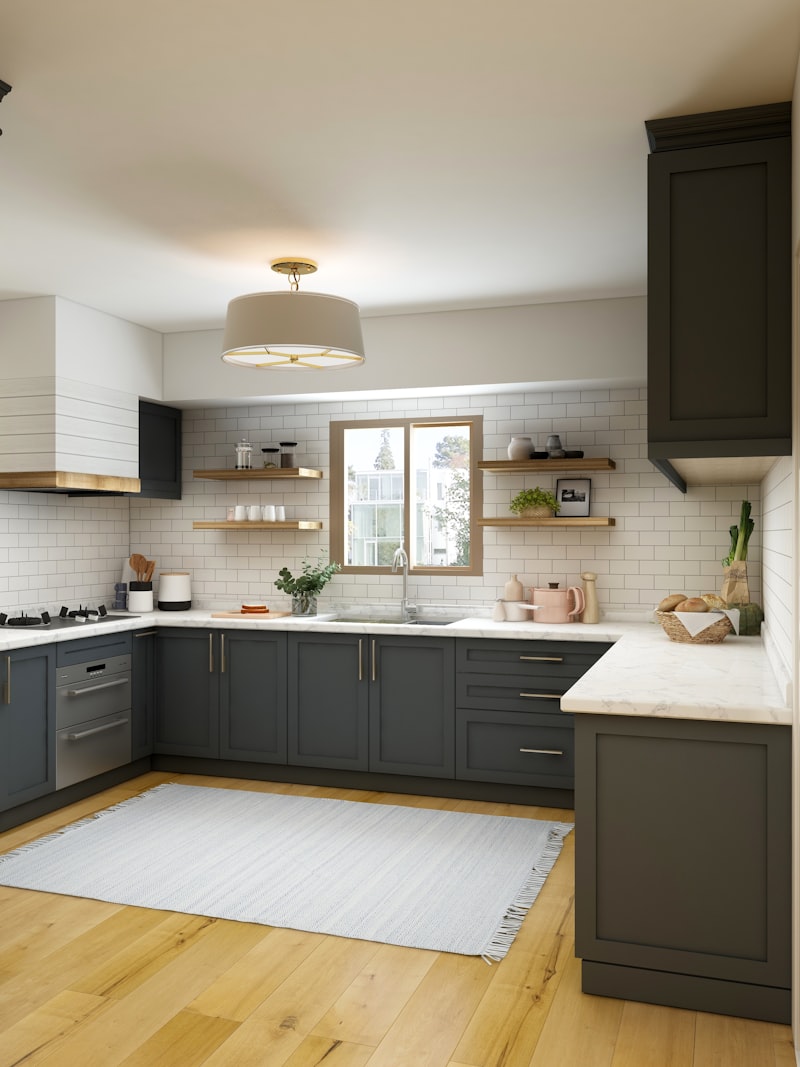 Fitted kitchen units and worktop